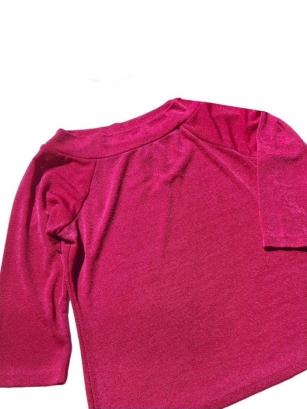 Y2K Notations Cerise Boatneck 3/4 Sleeve Top, Size Small